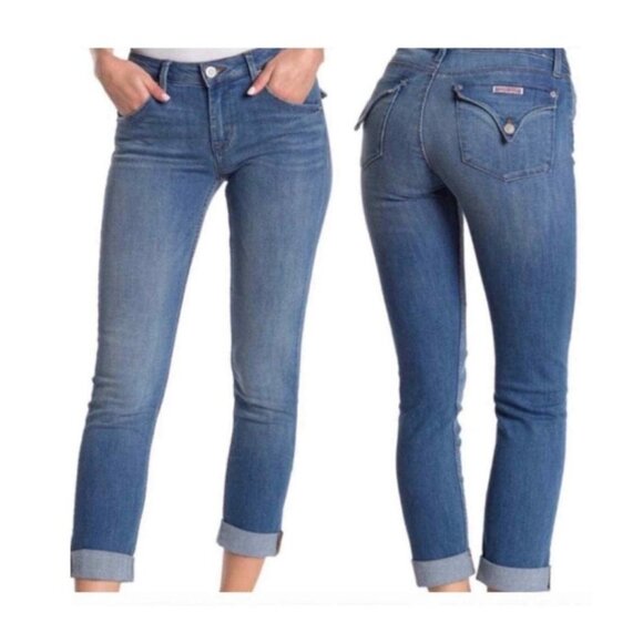 Hudson Bacara Straight Leg Cropped Rolled Cuff Denim Jeans Size 25 Cropped - Picture 1 of 12